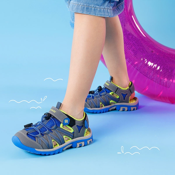 Kids Outdoor Sports Sandals - GREY GREEN BLUE - 4